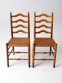 vintage woven seat ladderback chairs pair