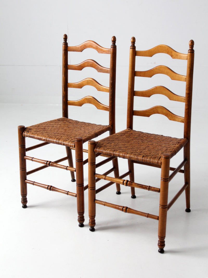 vintage woven seat ladderback chairs pair