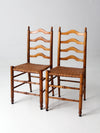 vintage woven seat ladderback chairs pair