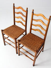 vintage woven seat ladderback chairs pair