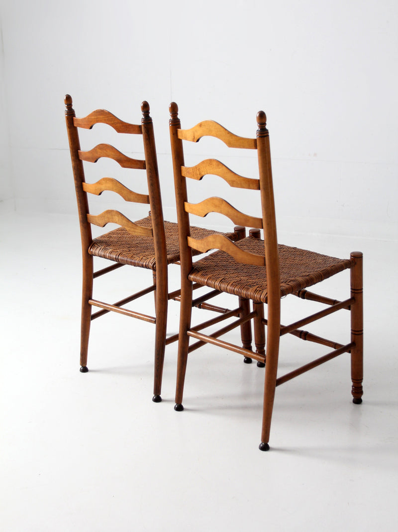 vintage woven seat ladderback chairs pair