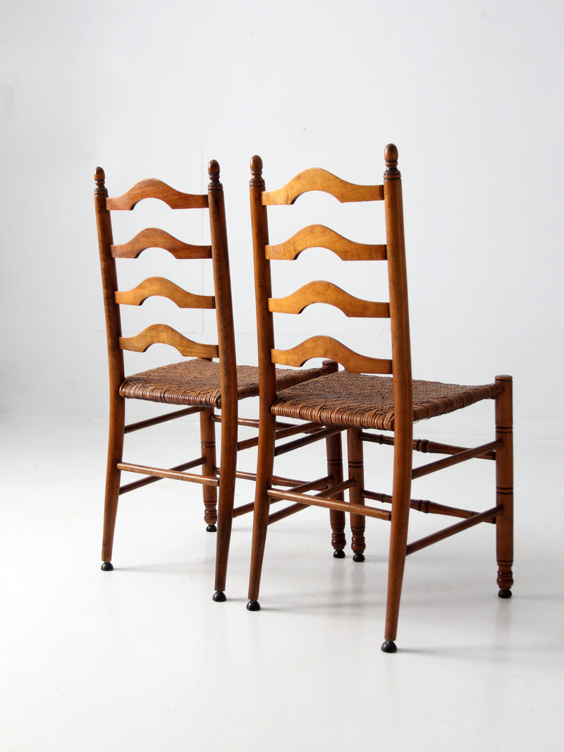 vintage woven seat ladderback chairs pair