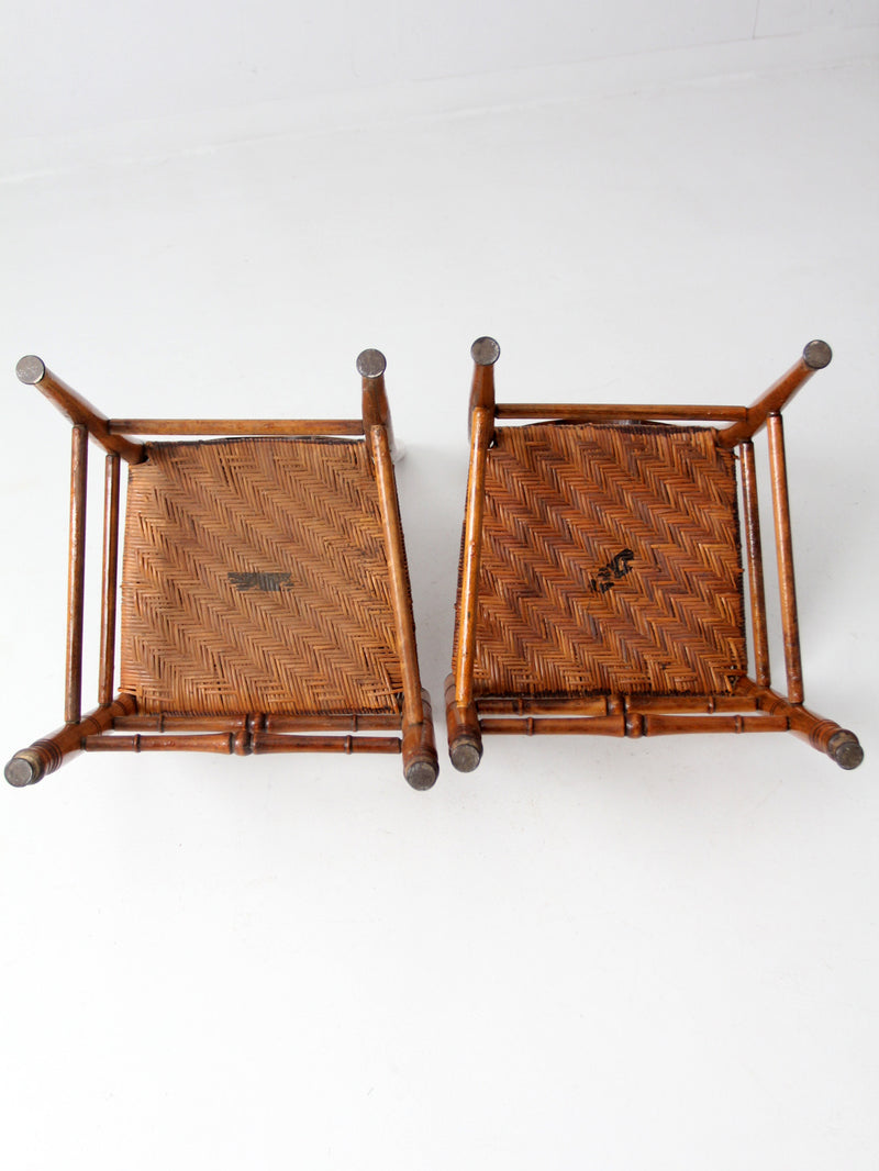 vintage woven seat ladderback chairs pair