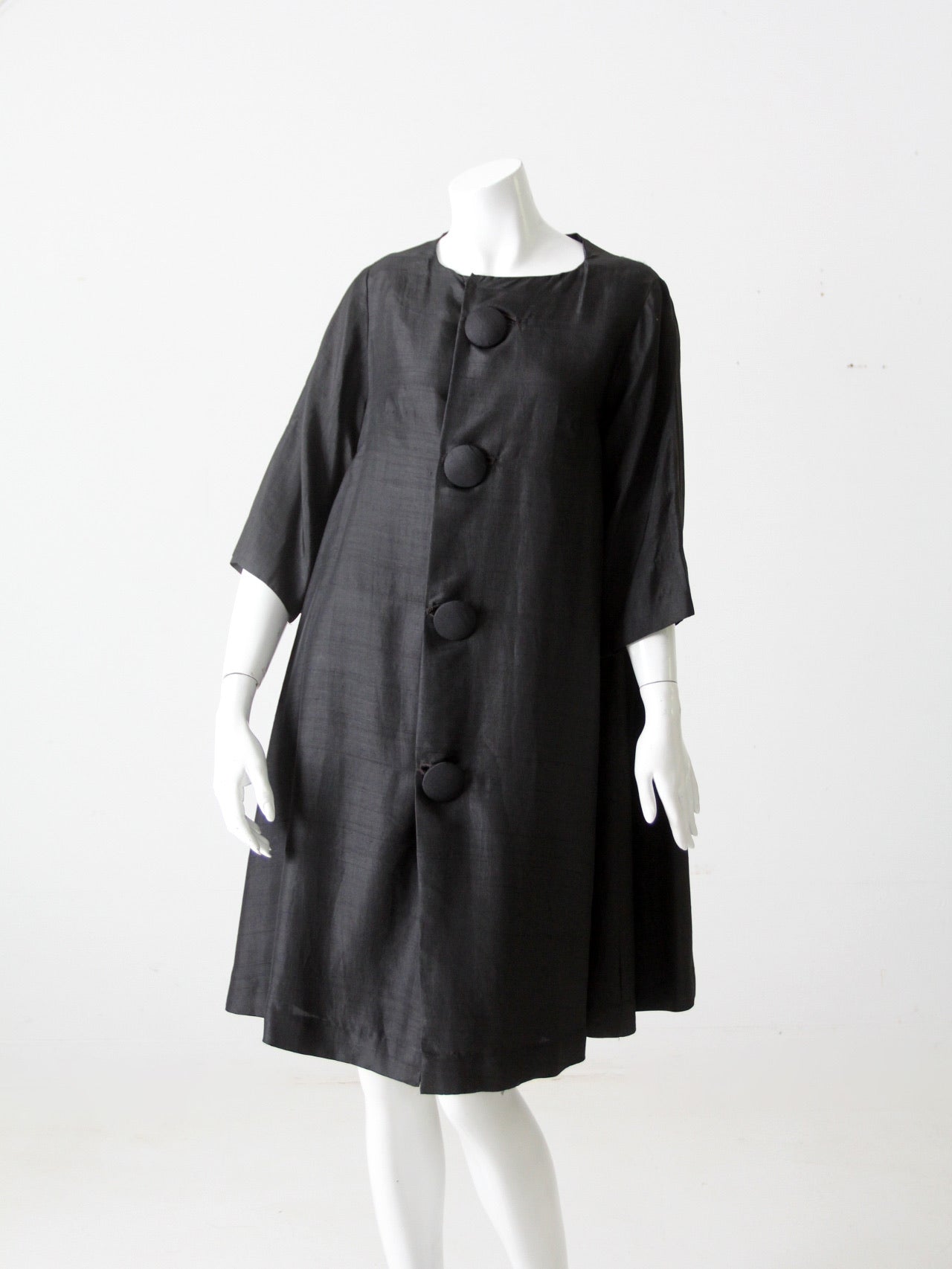 vintage 60s silk trapeze coat