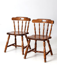 vintage wood pub style dining chairs pair