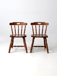 vintage wood pub style dining chairs pair