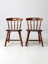 vintage wood pub style dining chairs pair