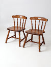 vintage wood pub style dining chairs pair