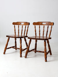 vintage wood pub style dining chairs pair