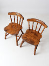 vintage wood pub style dining chairs pair