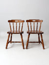 vintage wood pub style dining chairs pair