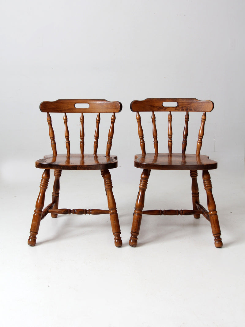 vintage wood pub style dining chairs pair