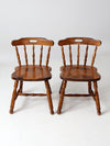 vintage wood pub style dining chairs pair