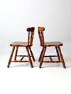 vintage wood pub style dining chairs pair