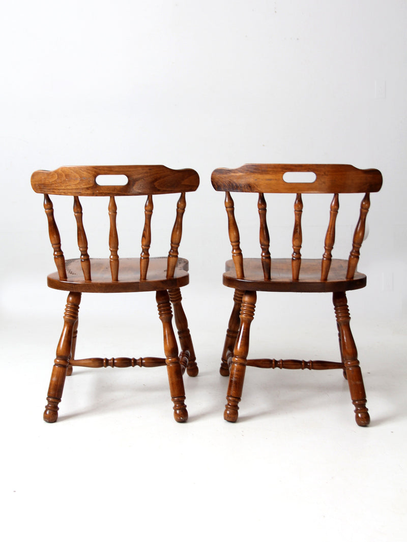 vintage wood pub style dining chairs pair