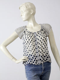 vintage sheer polka dot blouse