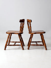 vintage wood pub style dining chairs pair