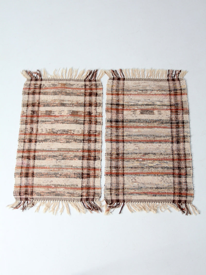 vintage plaid accent rugs pair