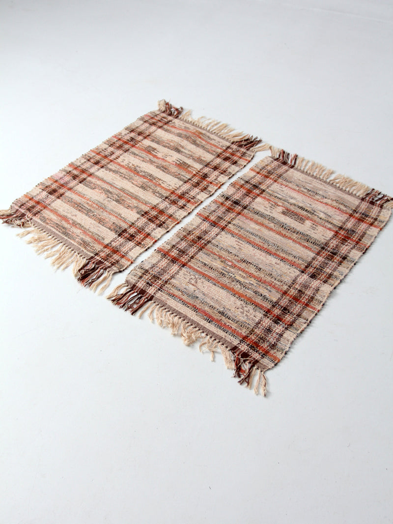 vintage plaid accent rugs pair