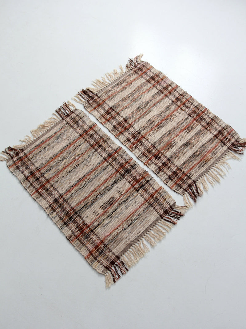 vintage plaid accent rugs pair