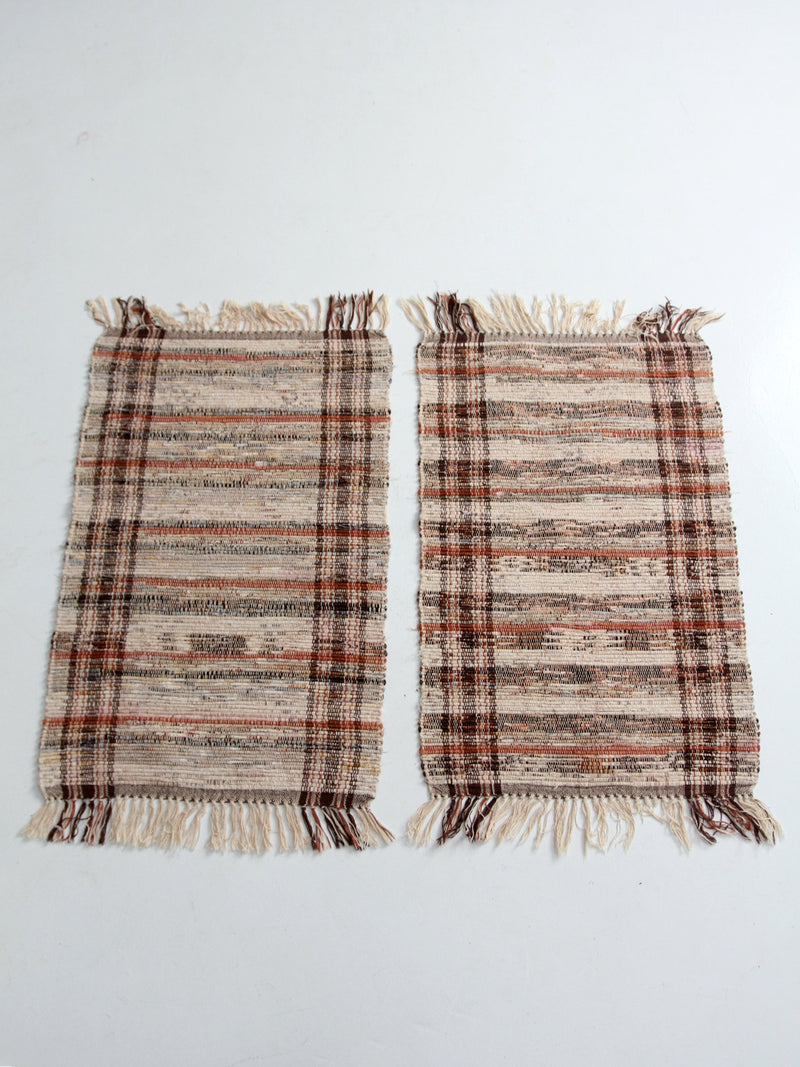 vintage plaid accent rugs pair