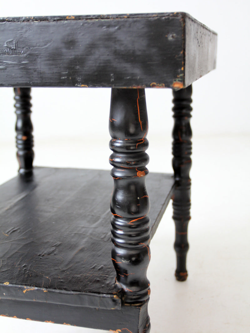 antique painted wood end table