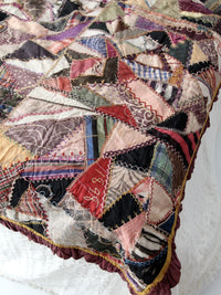 antique double side crazy patchwork quilt circa 1898