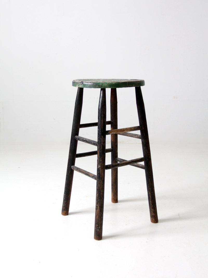 vintage painted wood stool