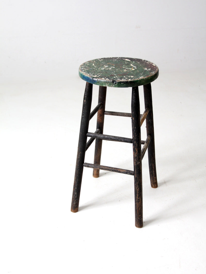 vintage painted wood stool