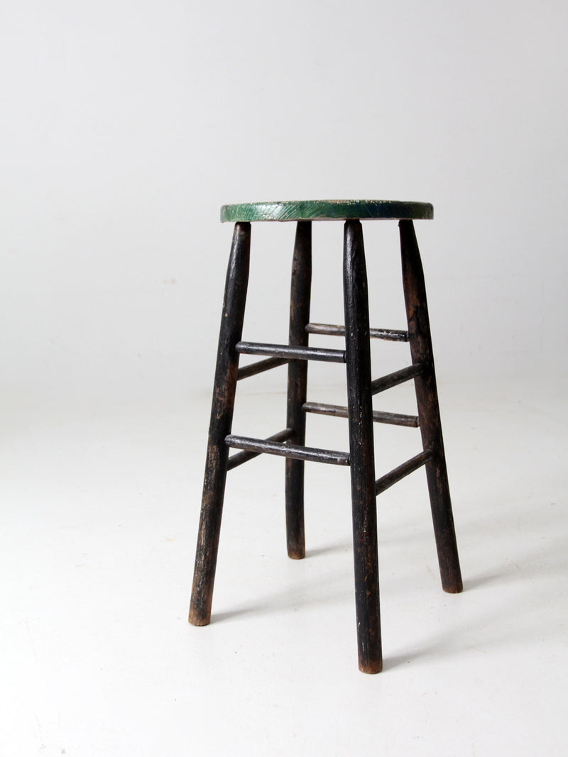 vintage painted wood stool