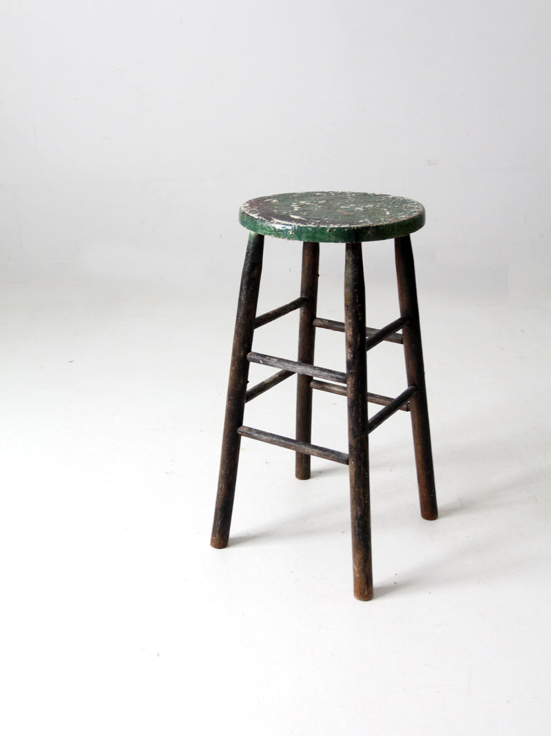 vintage painted wood stool