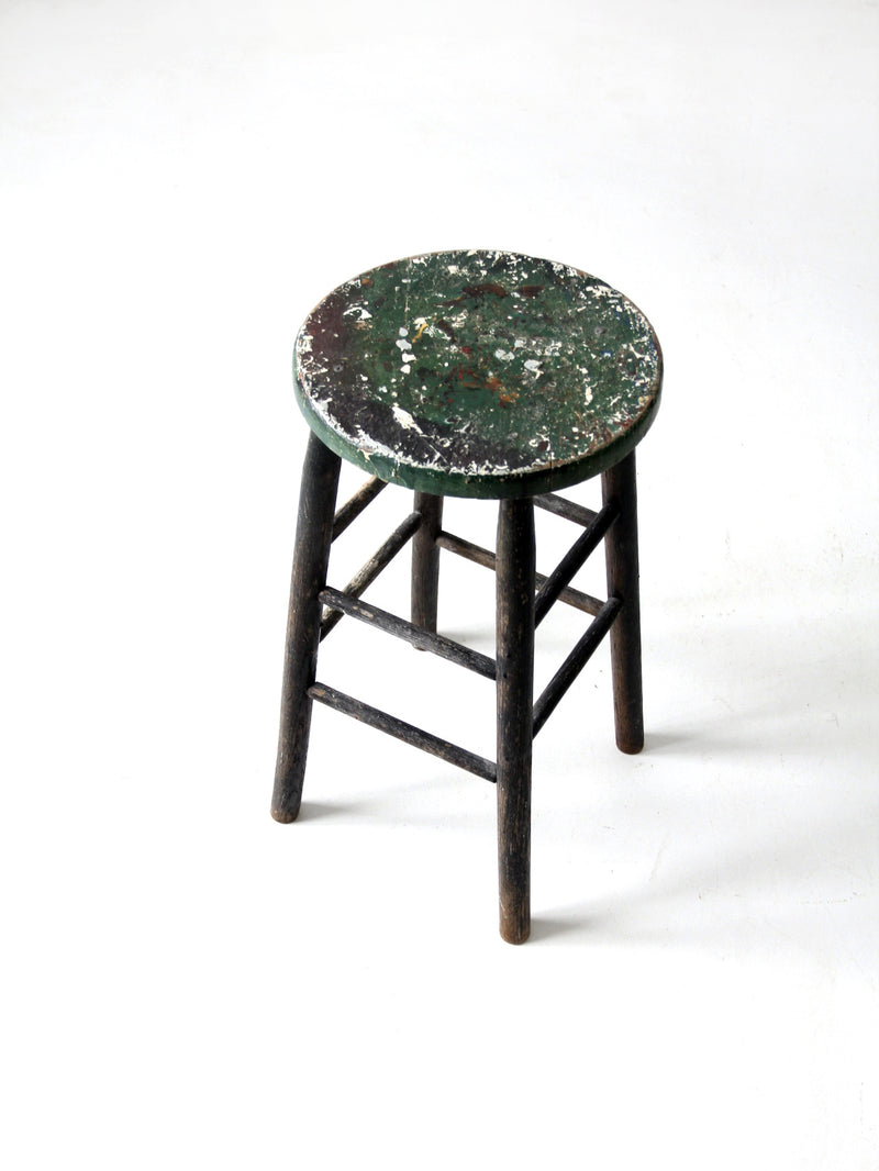 vintage painted wood stool