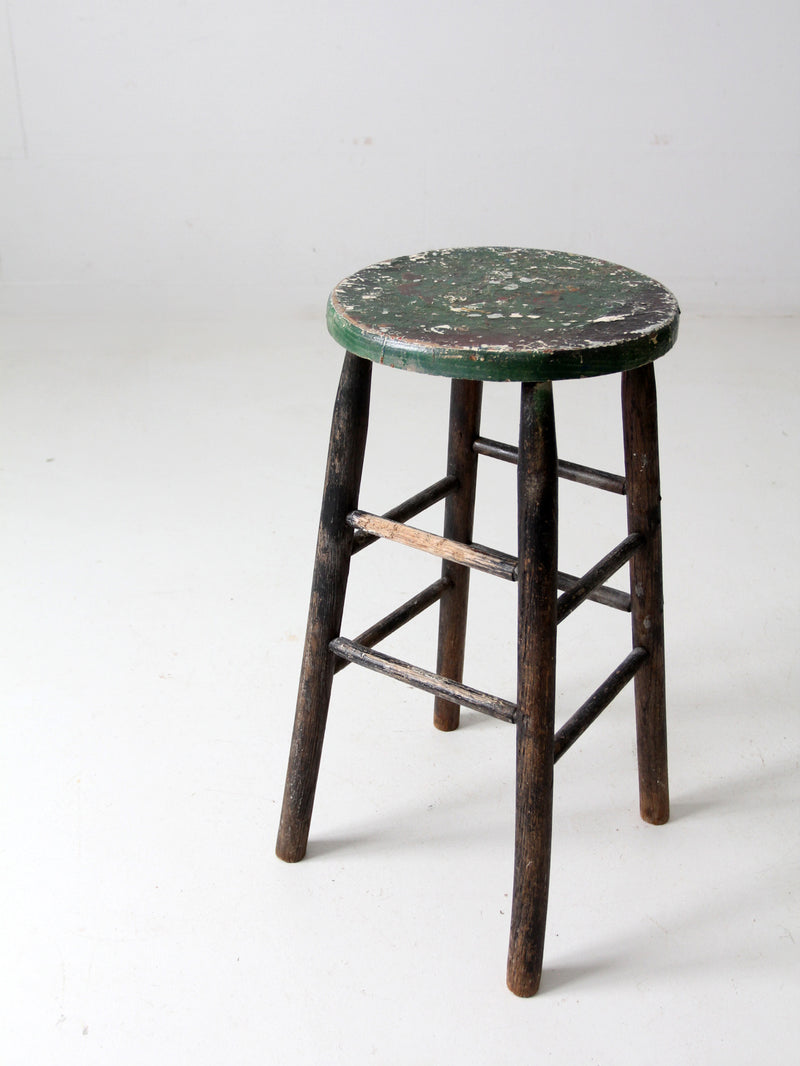 vintage painted wood stool