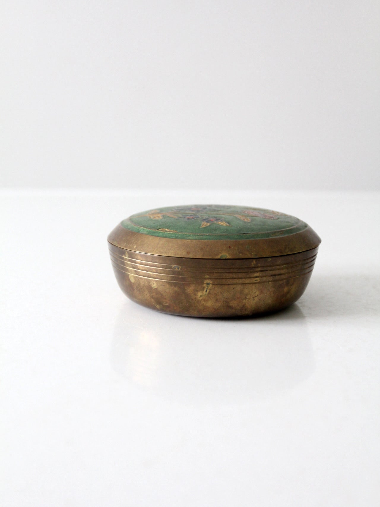 vintage enamel brass box