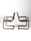 mid-century metal patio chairs pair