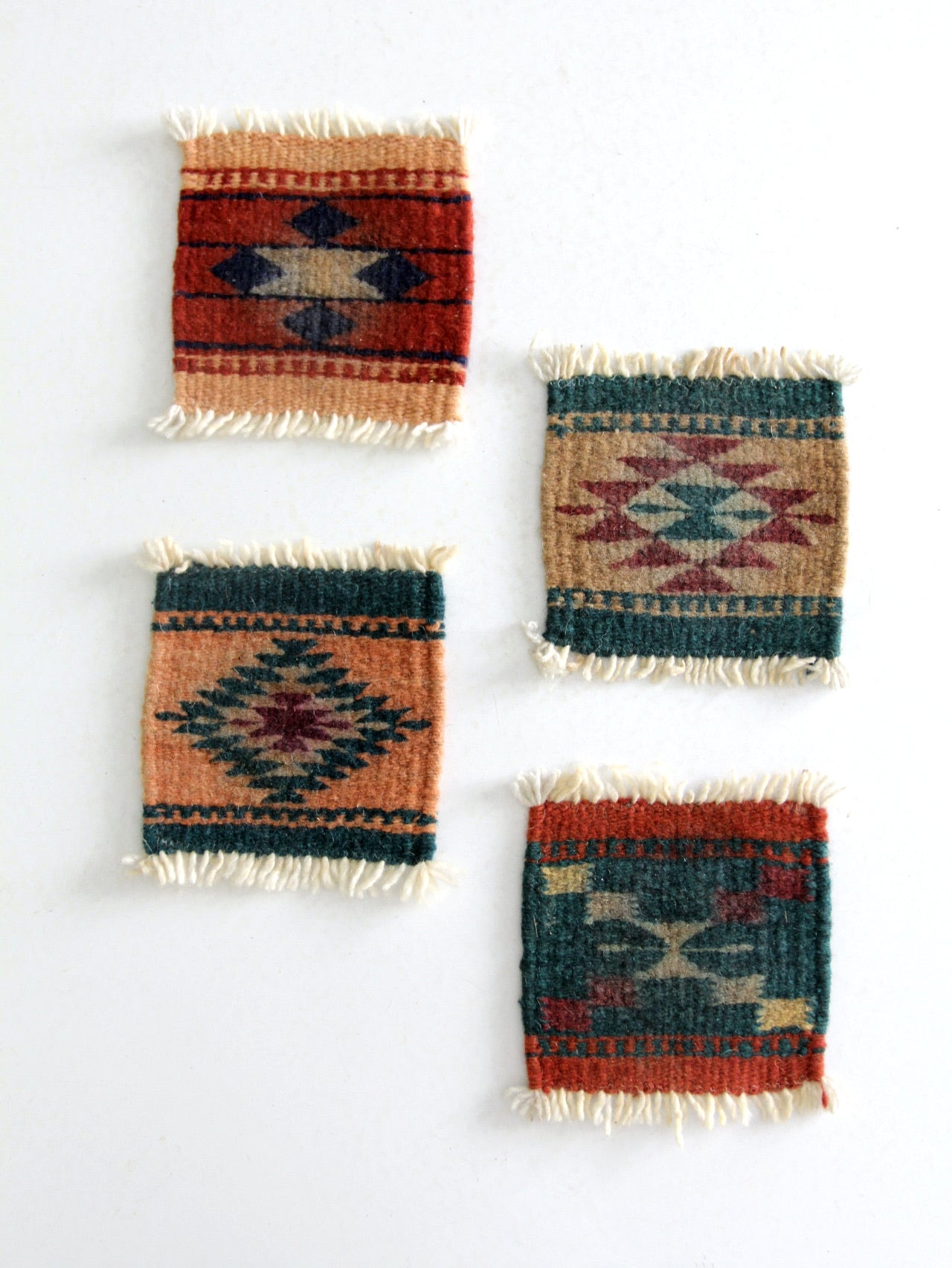 vintage southwestern textile coasters set 4