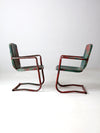 mid-century metal patio chairs pair