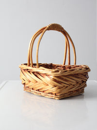 vintage wooden handle basket