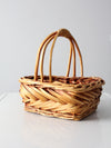 vintage wooden handle basket