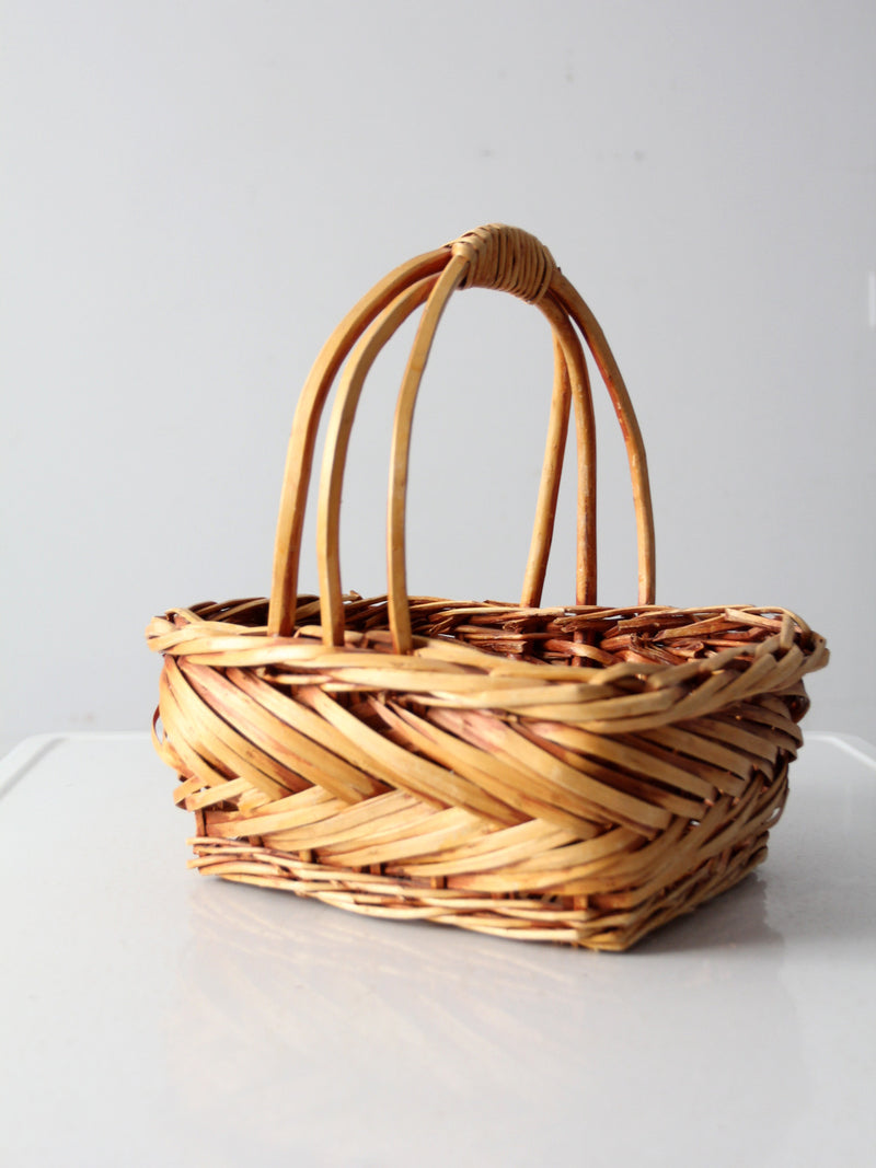 vintage wooden handle basket