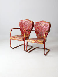 mid century metal bouncer patio lounge chairs pair