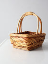 vintage wooden handle basket