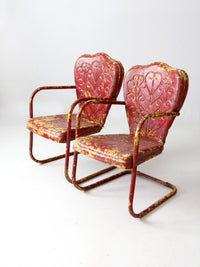 mid century metal bouncer patio lounge chairs pair