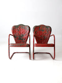 mid century metal bouncer patio lounge chairs pair