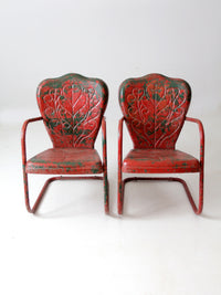 mid century metal bouncer patio lounge chairs pair