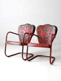 mid century metal bouncer patio lounge chairs pair