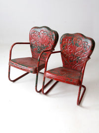 mid century metal bouncer patio lounge chairs pair