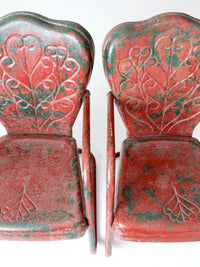 mid century metal bouncer patio lounge chairs pair