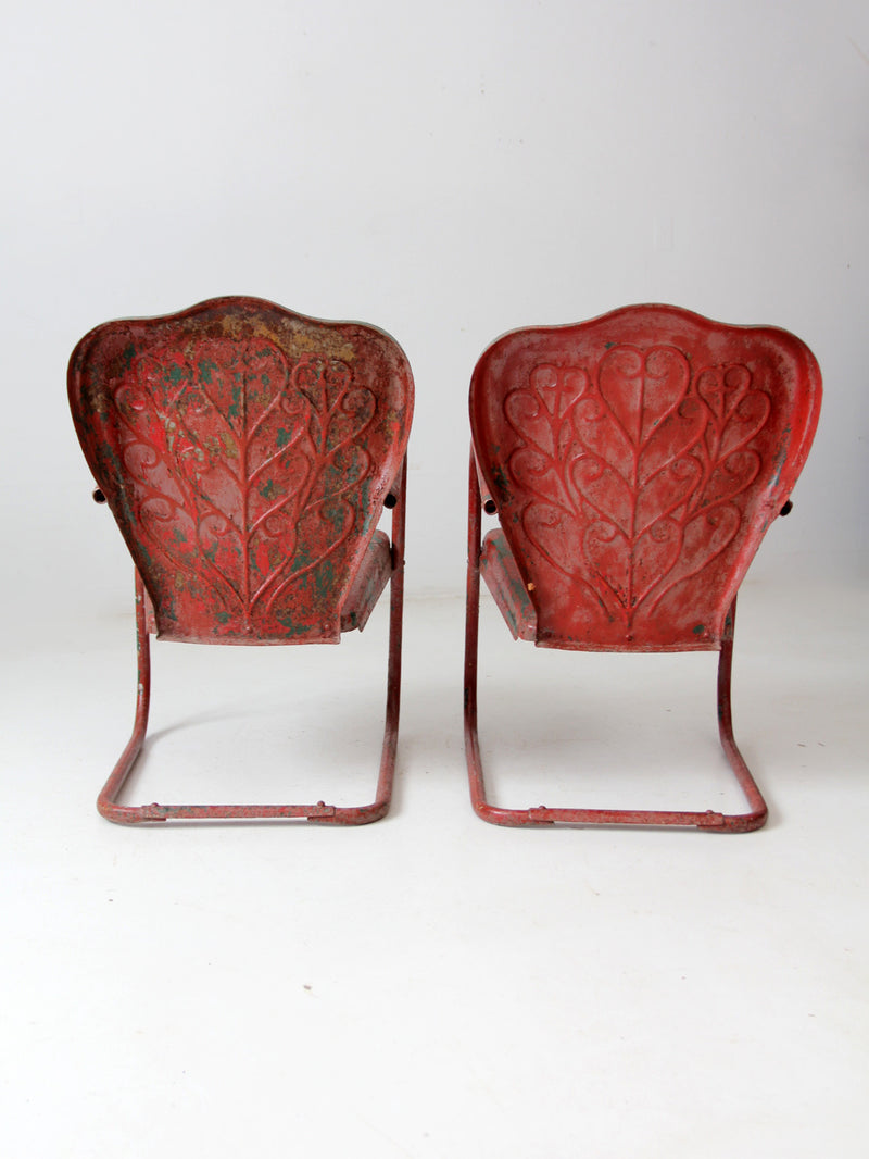 mid century metal bouncer patio lounge chairs pair