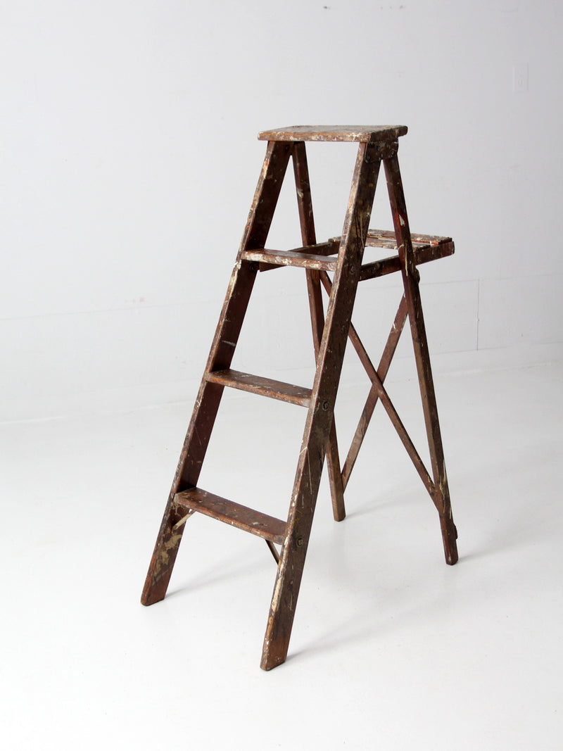 vintage painter's wooden folding ladder